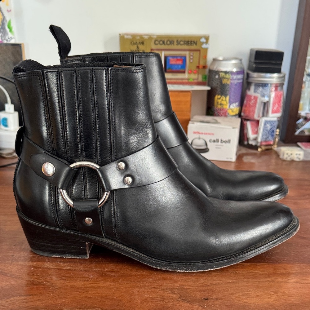 Black Leather Ankle Boots - Picture 3 of 13